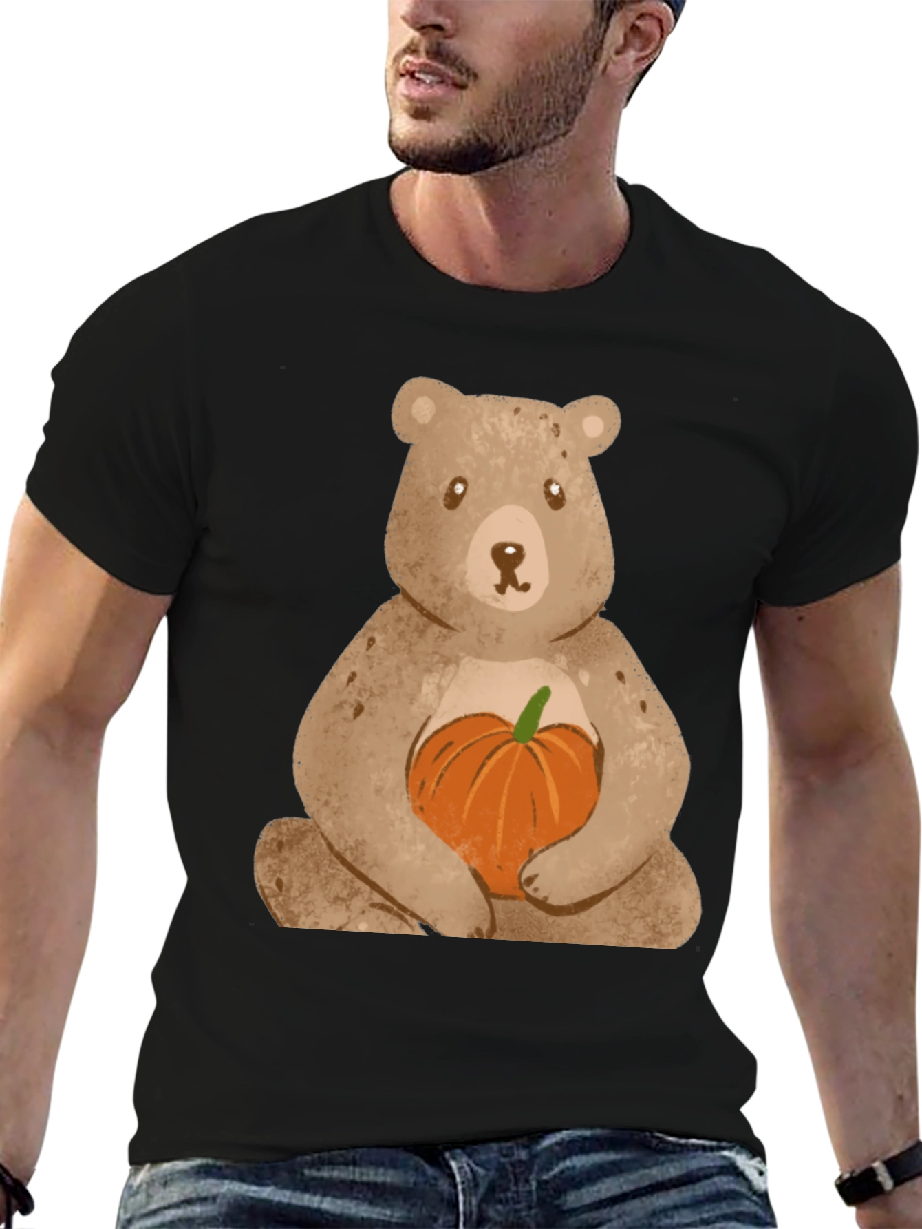 Bear Hugging Pumpkin T-Shirt - Cute Fall Apparel