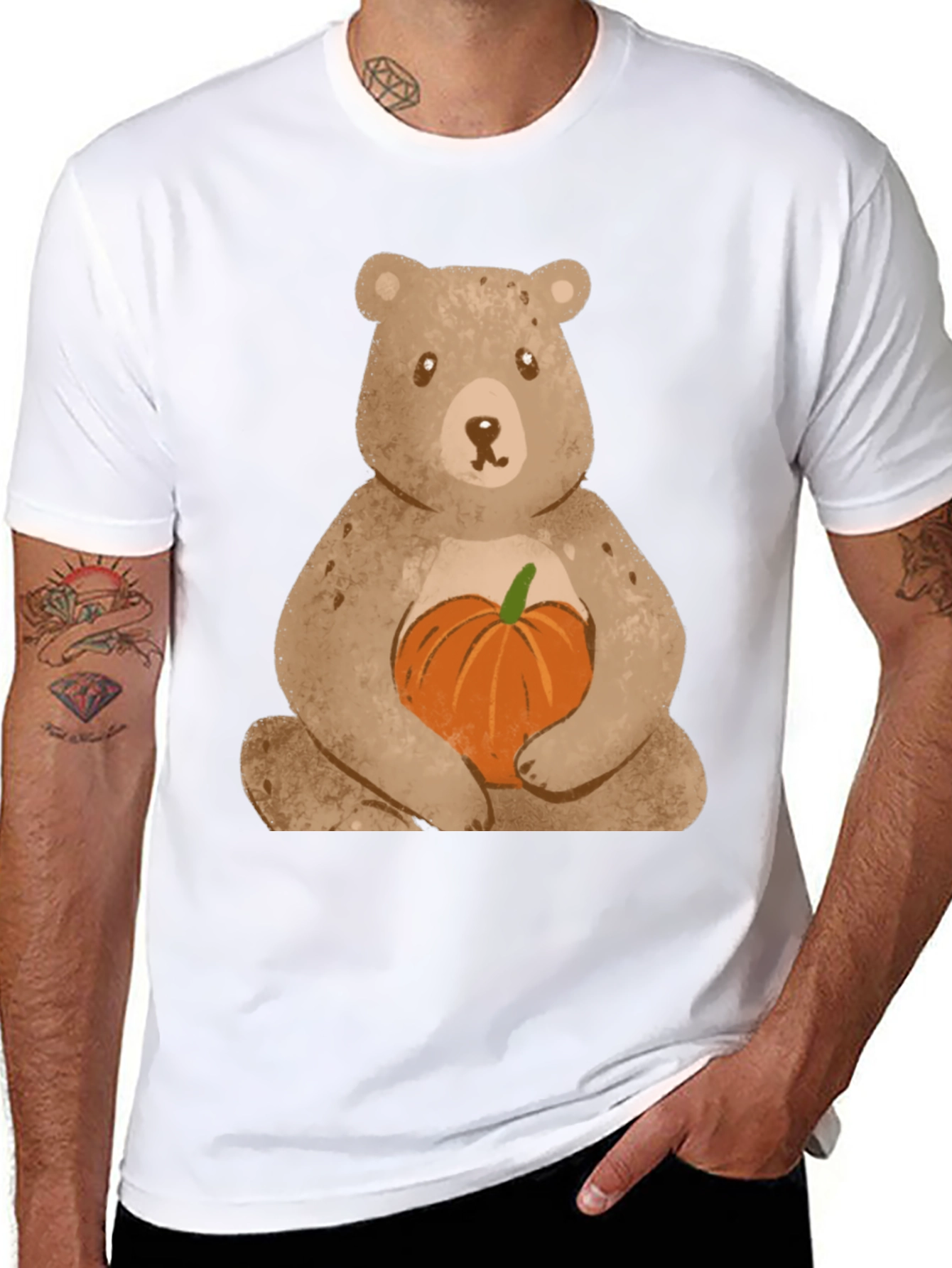Bear Hugging Pumpkin T-Shirt - Cute Fall Apparel