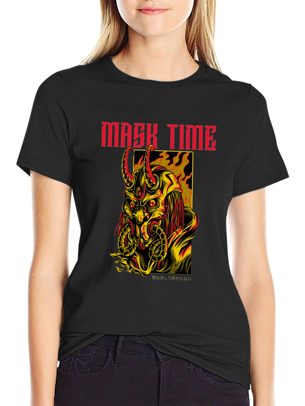 Mask Time Graphic Tee - Dark Aesthetic