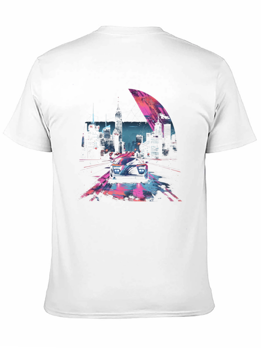 Retro Cityscape Car Graphic Tee - Black