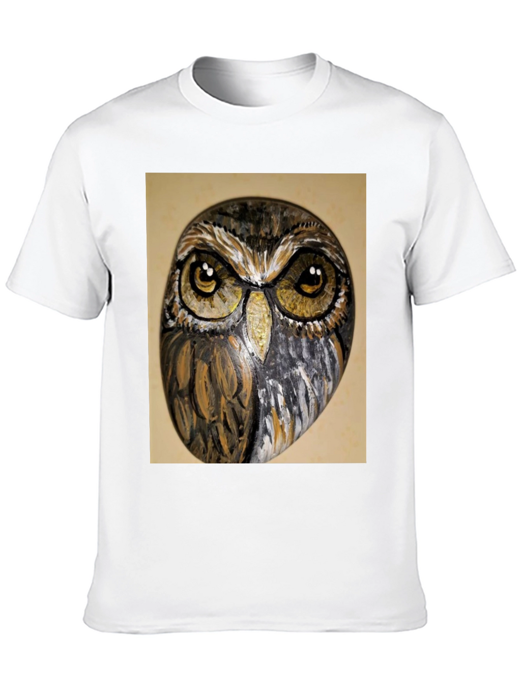 Owl Face Print Black T-Shirt