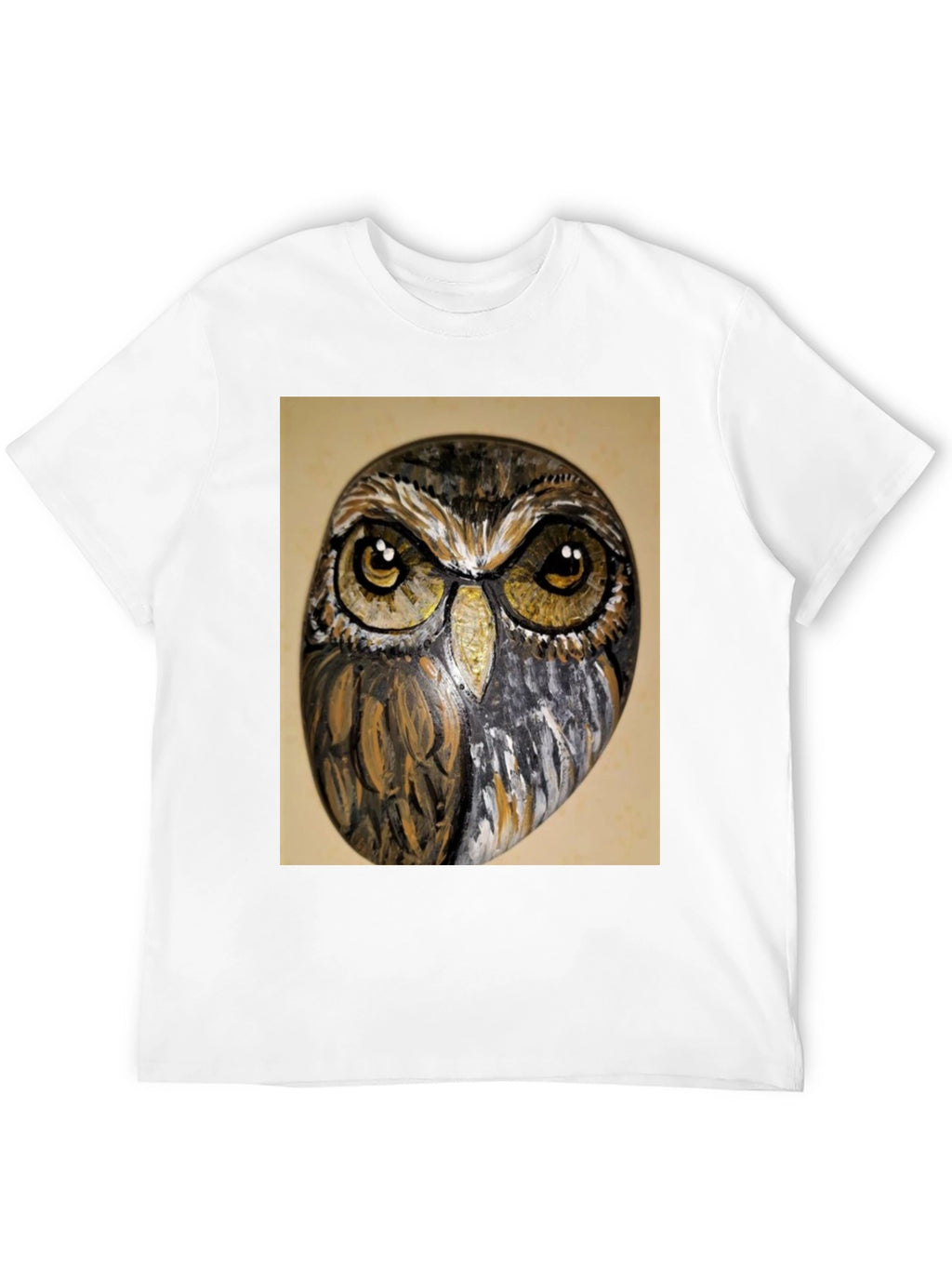Owl Face Print Black T-Shirt
