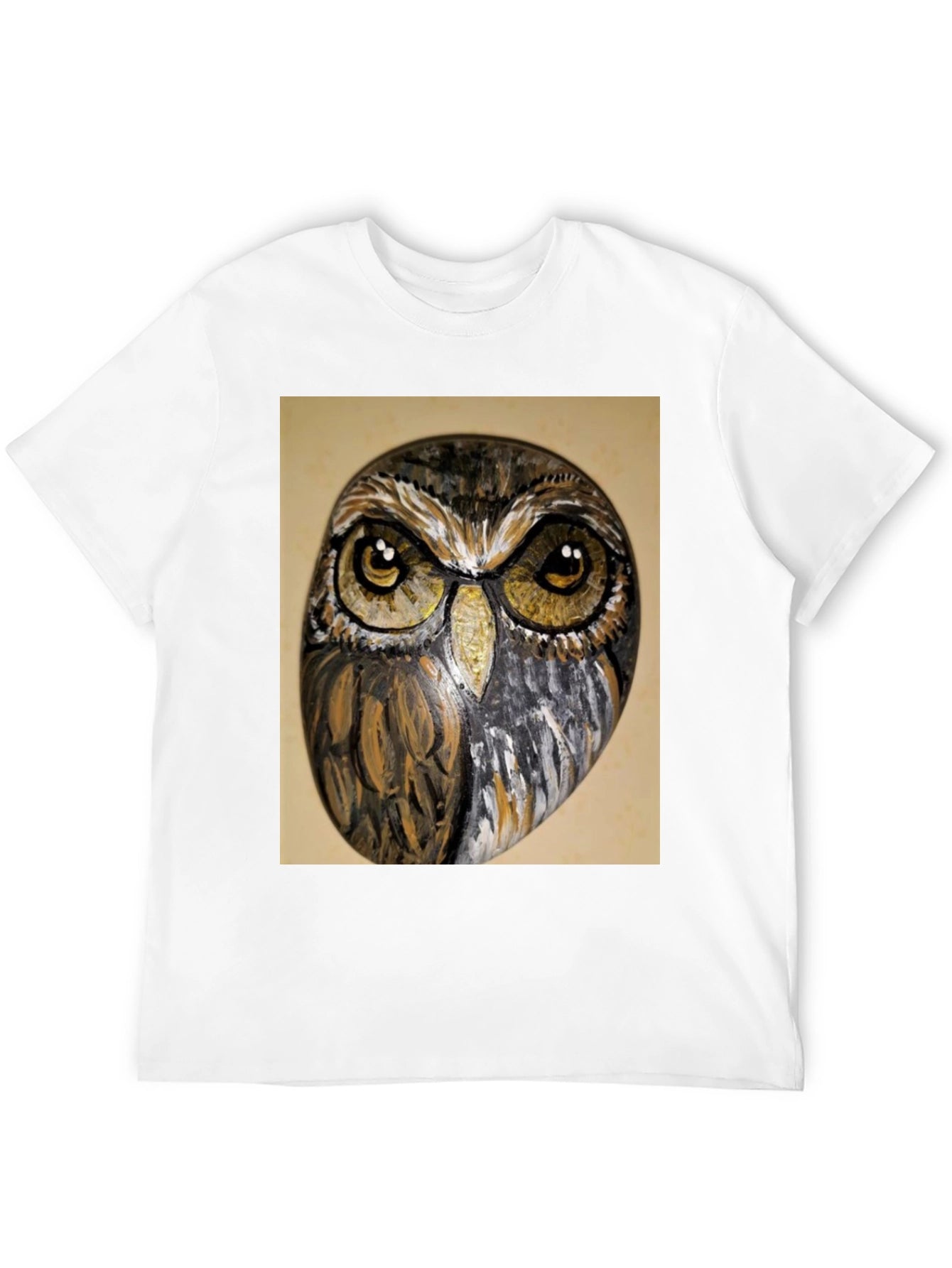 Owl Face Print Black T-Shirt