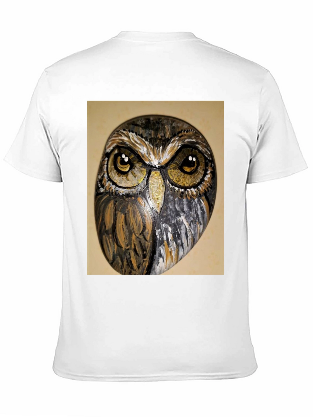 Owl Face Print Black T-Shirt