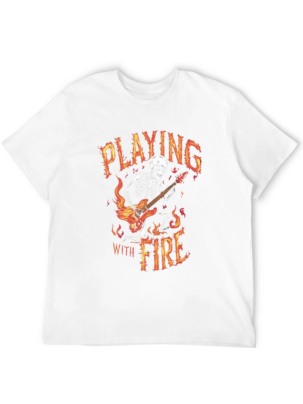 Playing With Fire Skeleton Guitarist Graphic Tee