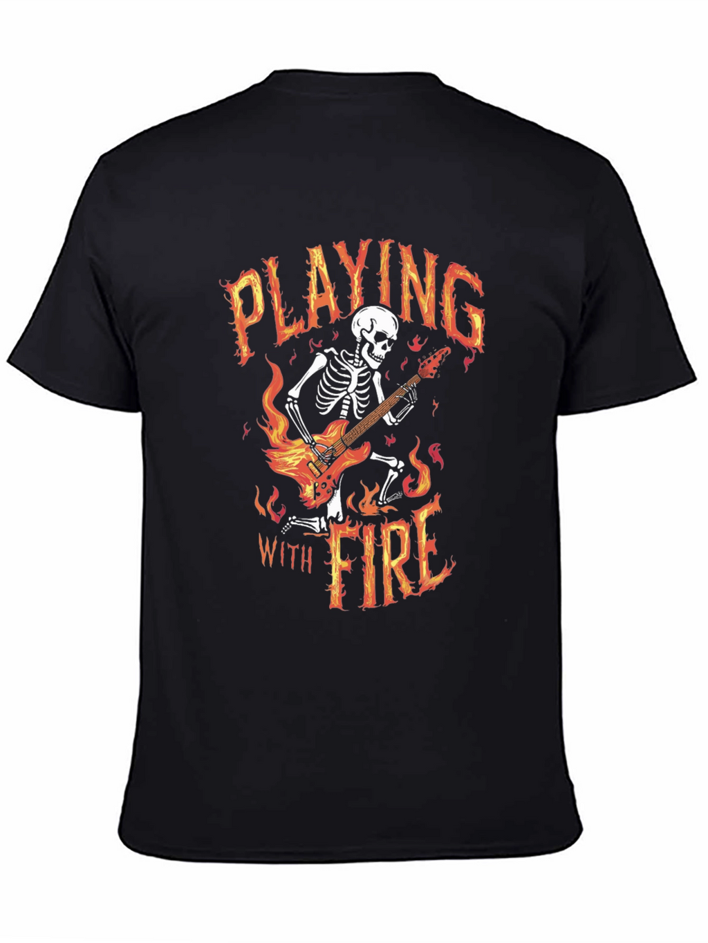 Playing With Fire Skeleton Guitarist Graphic Tee