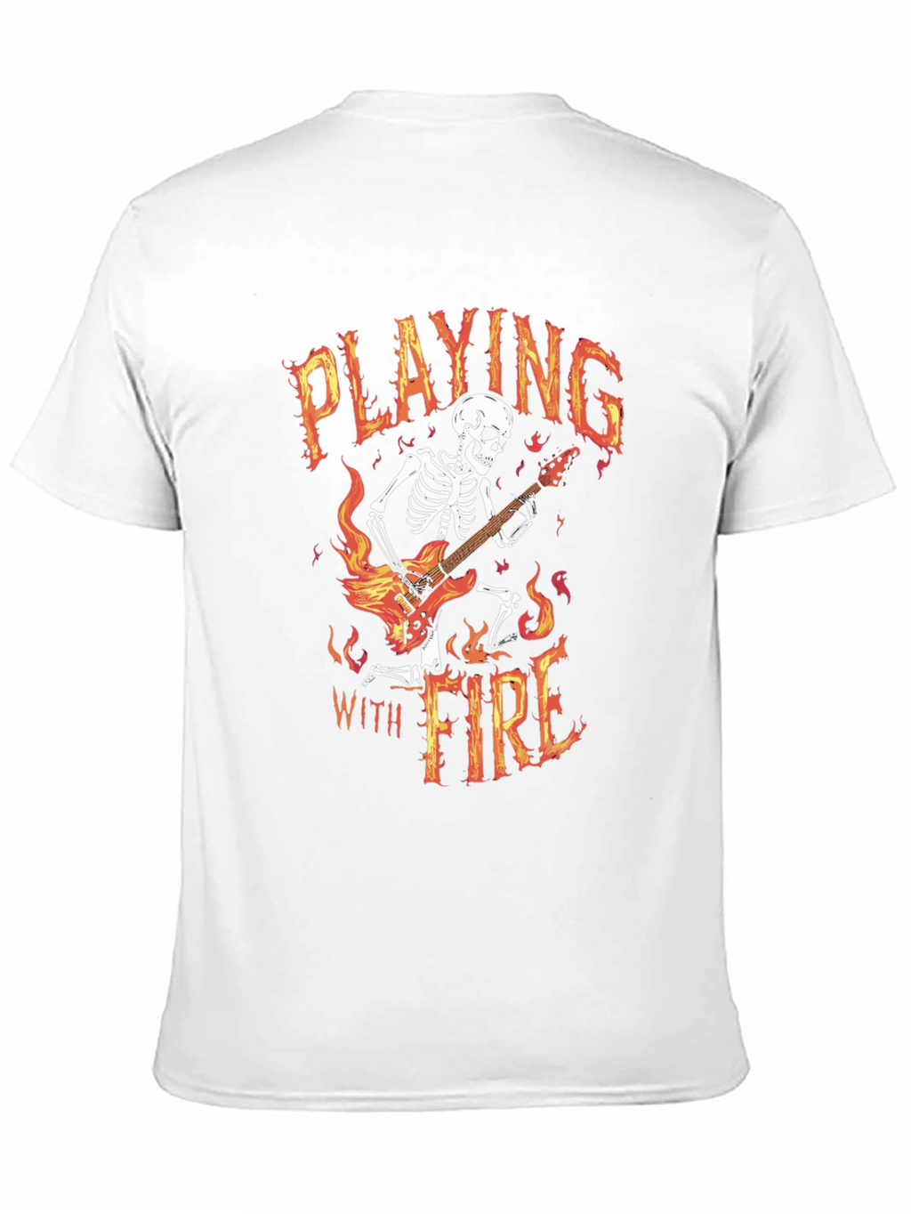 Playing With Fire Skeleton Guitarist Graphic Tee