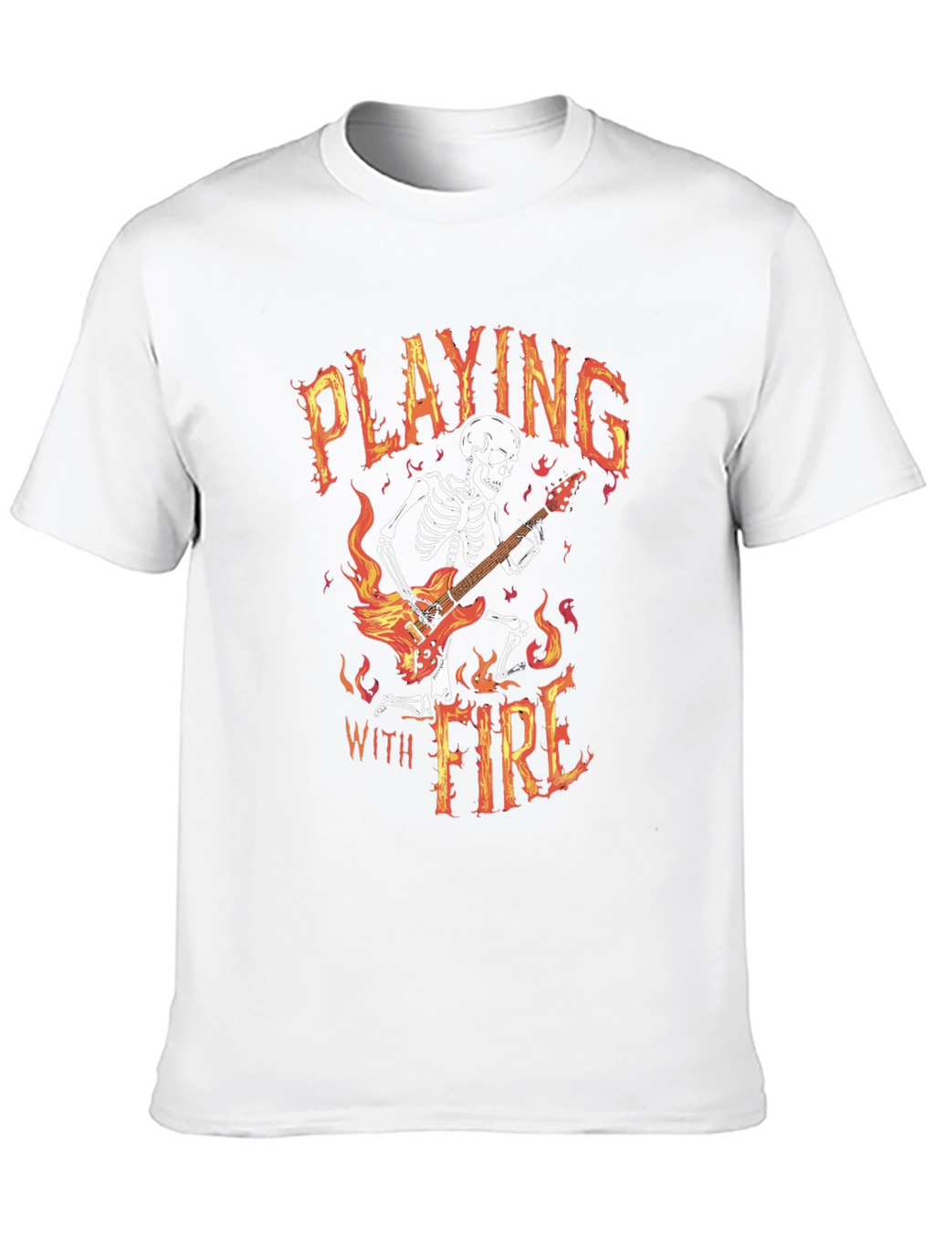 Playing With Fire Skeleton Guitarist Graphic Tee