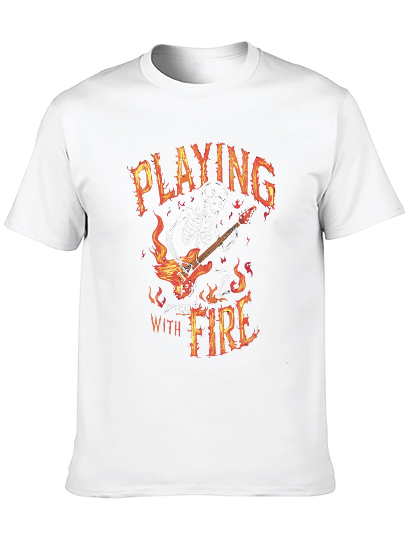 Playing With Fire Skeleton Guitarist Graphic Tee