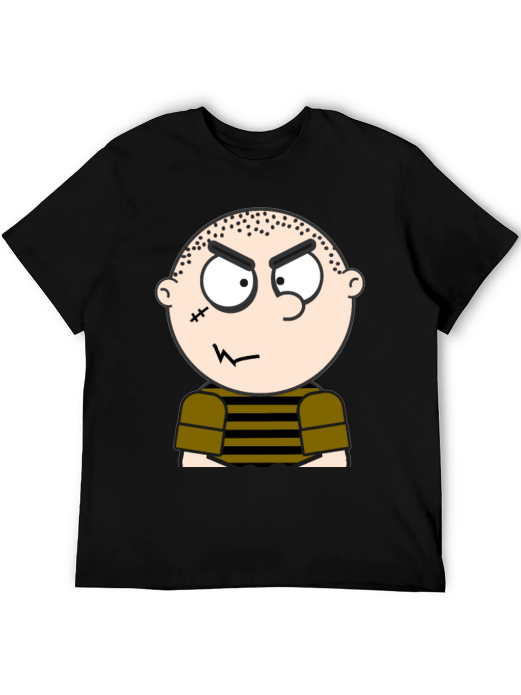Mens Black T-Shirt with Cartoon Graphic