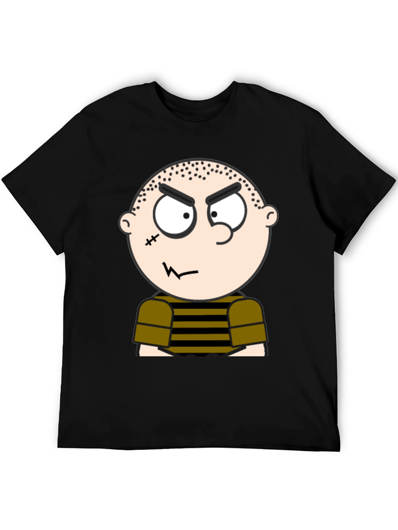 Mens Black T-Shirt with Cartoon Graphic