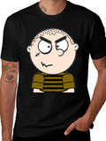 Mens Black T-Shirt with Cartoon Graphic