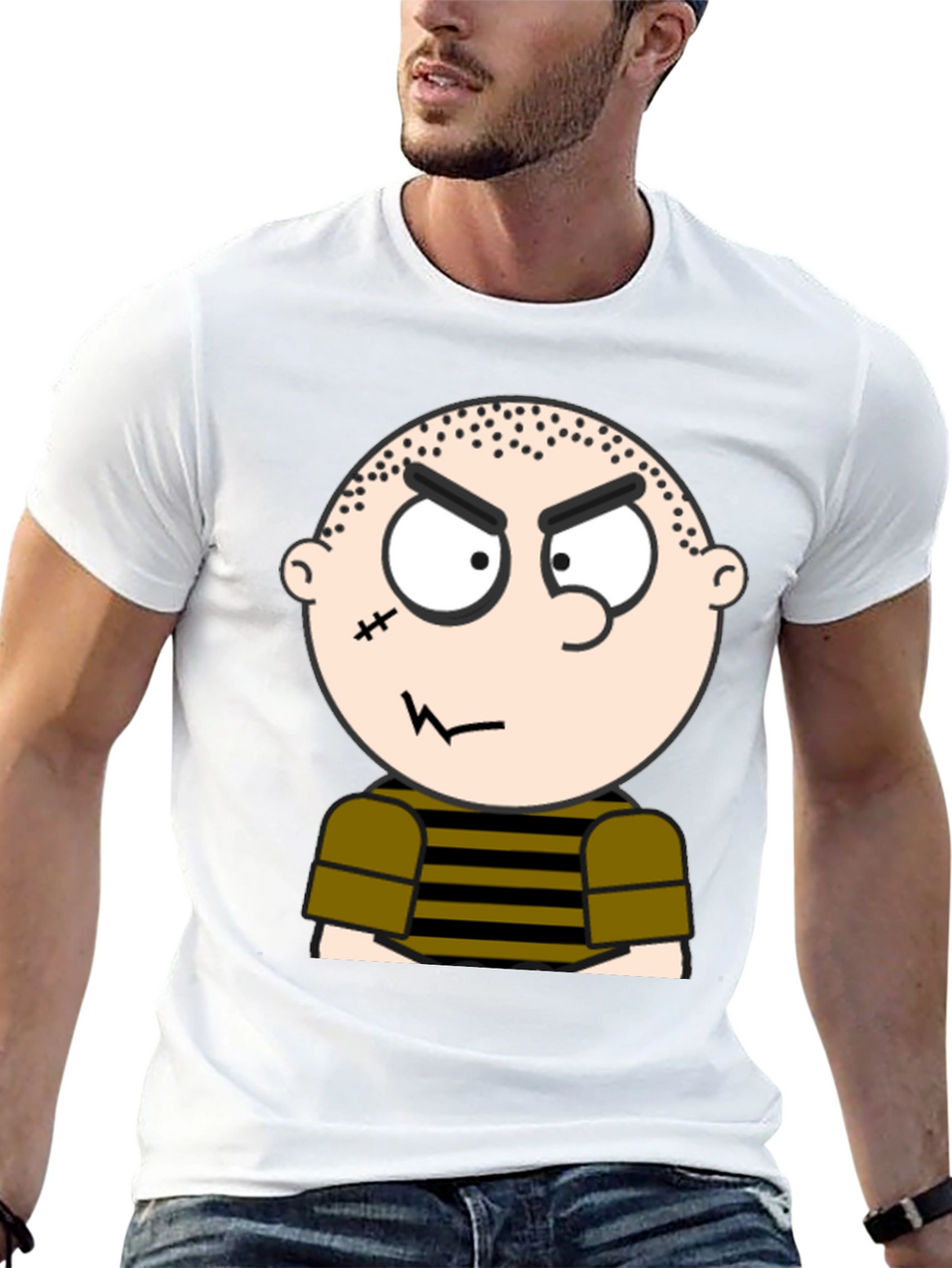 Mens Black T-Shirt with Cartoon Graphic