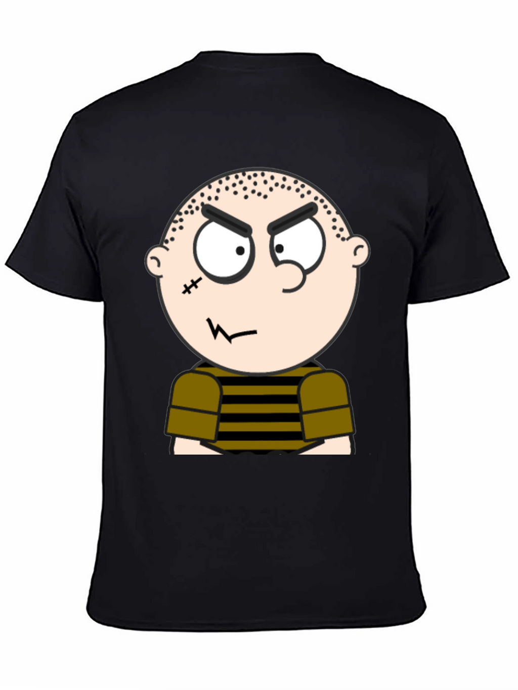 Mens Black T-Shirt with Cartoon Graphic