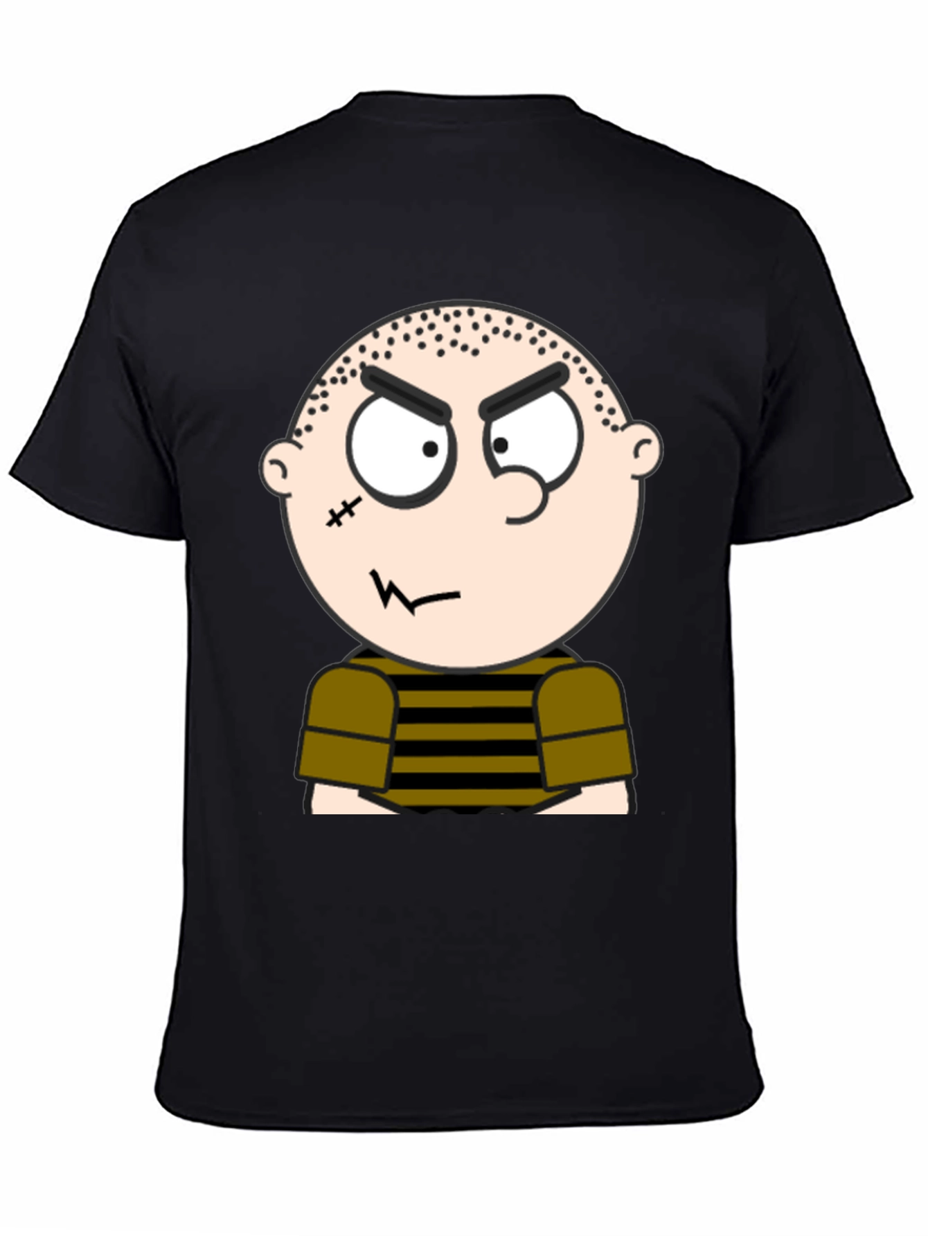 Mens Black T-Shirt with Cartoon Graphic