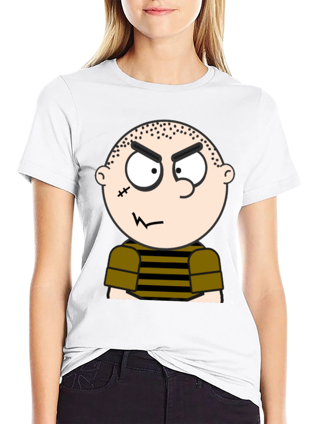 Mens Black T-Shirt with Cartoon Graphic
