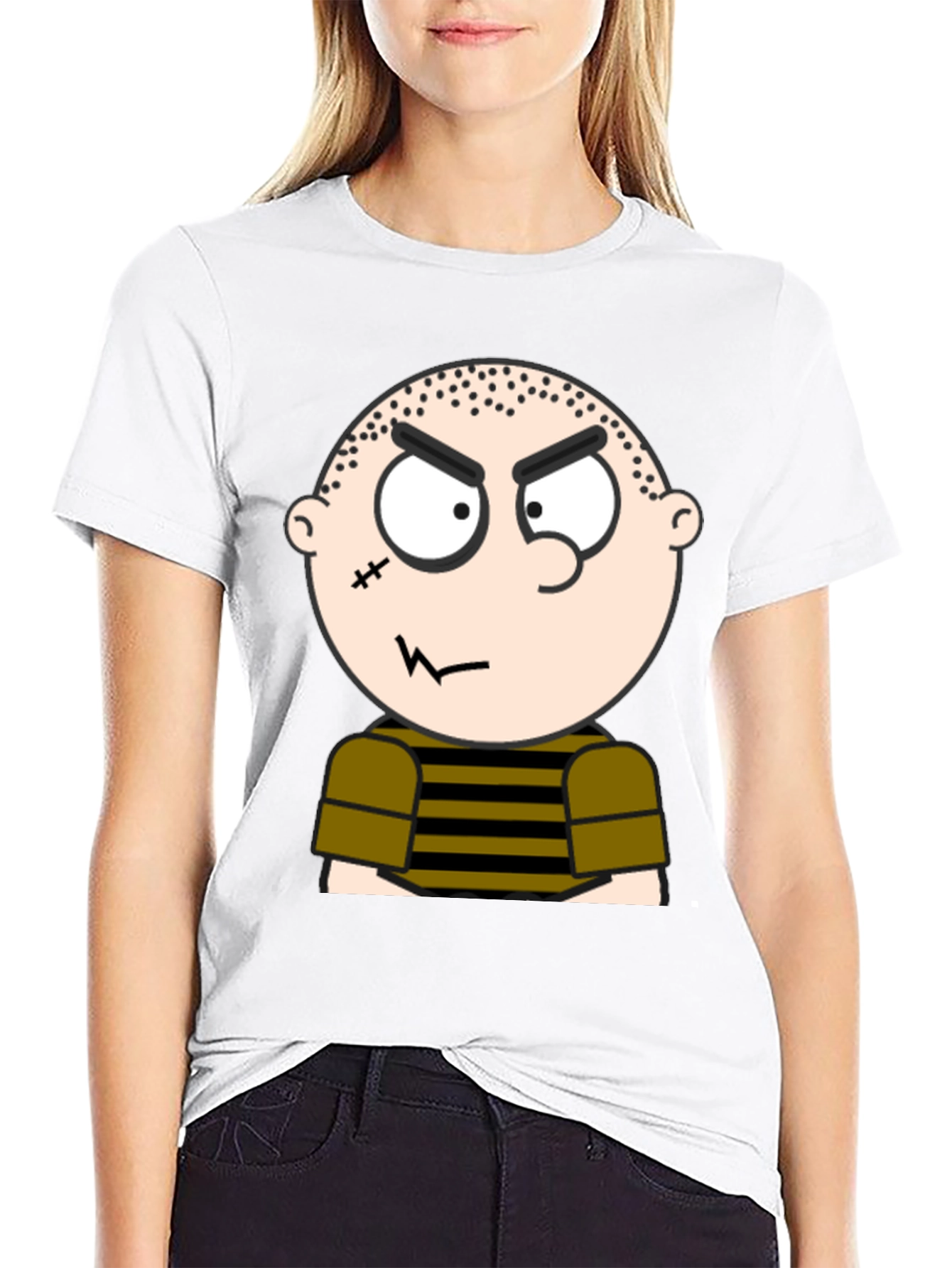 Mens Black T-Shirt with Cartoon Graphic
