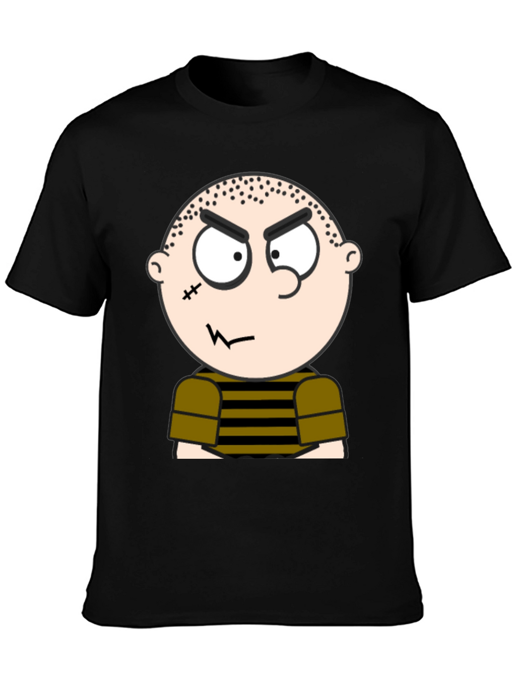 Mens Black T-Shirt with Cartoon Graphic