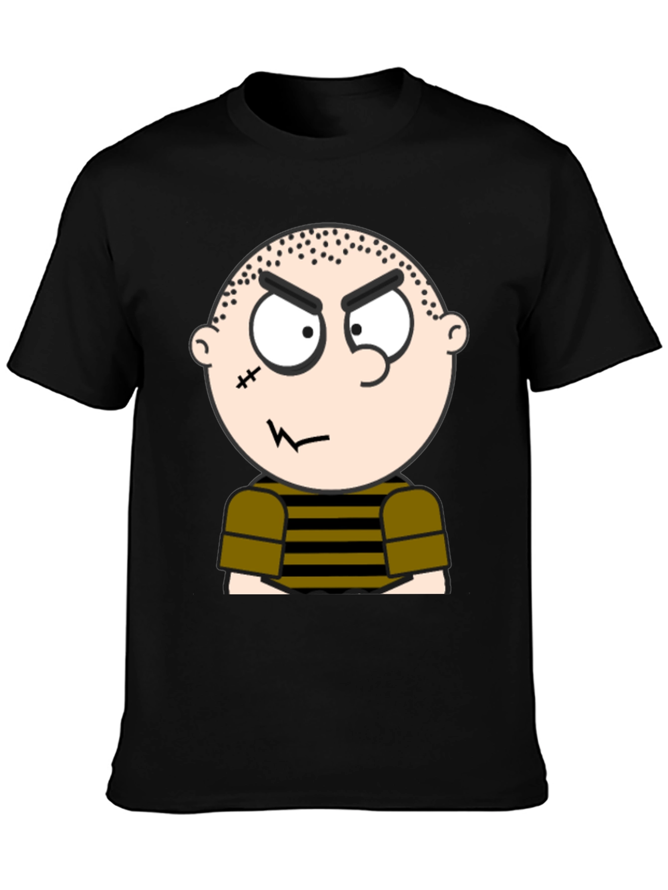Mens Black T-Shirt with Cartoon Graphic