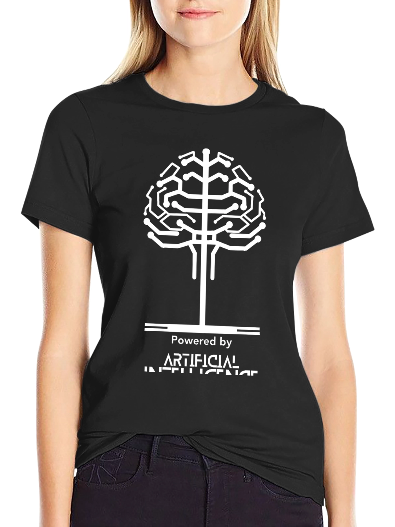 AI Powered Black T-Shirt - Artificial Intelligence Design