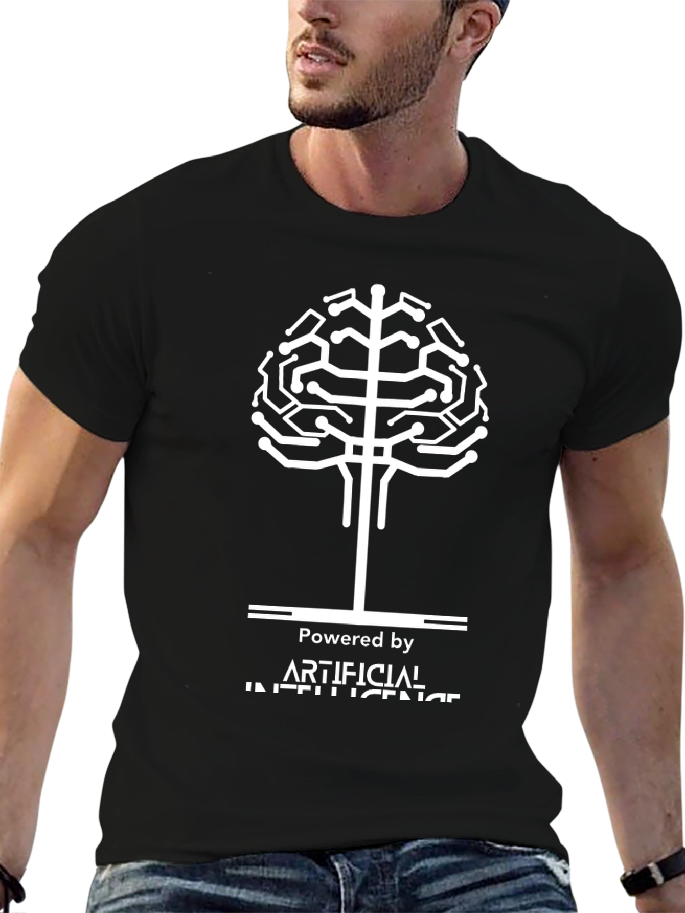 AI Powered Black T-Shirt - Artificial Intelligence Design