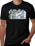 Cozy Cabin Mountain Scene Graphic T-Shirt