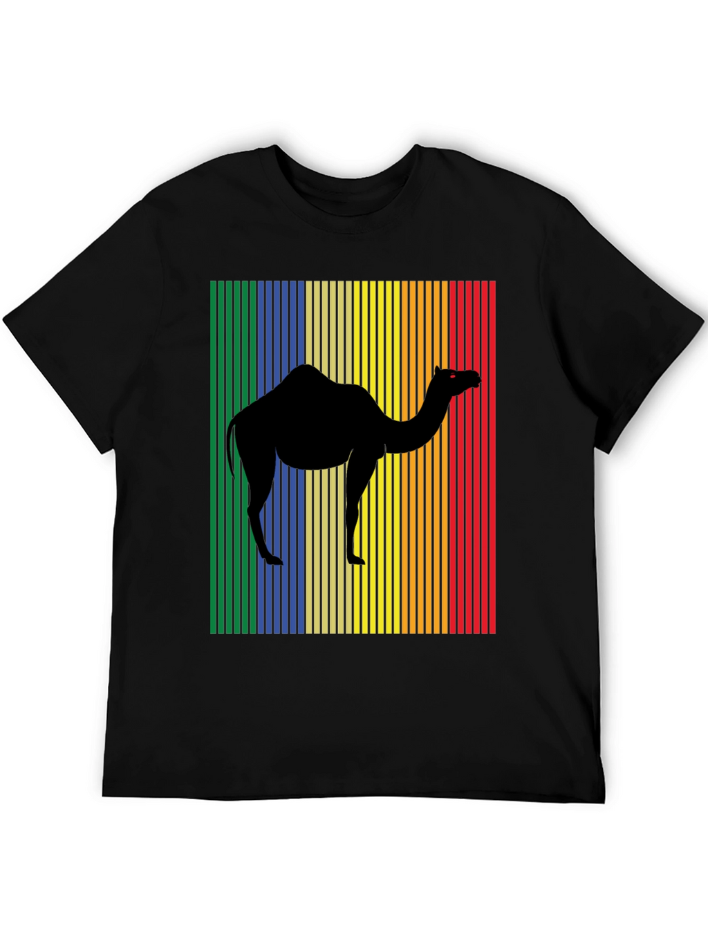 Retro Camel Graphic T-Shirt - Black Cotton Tee
