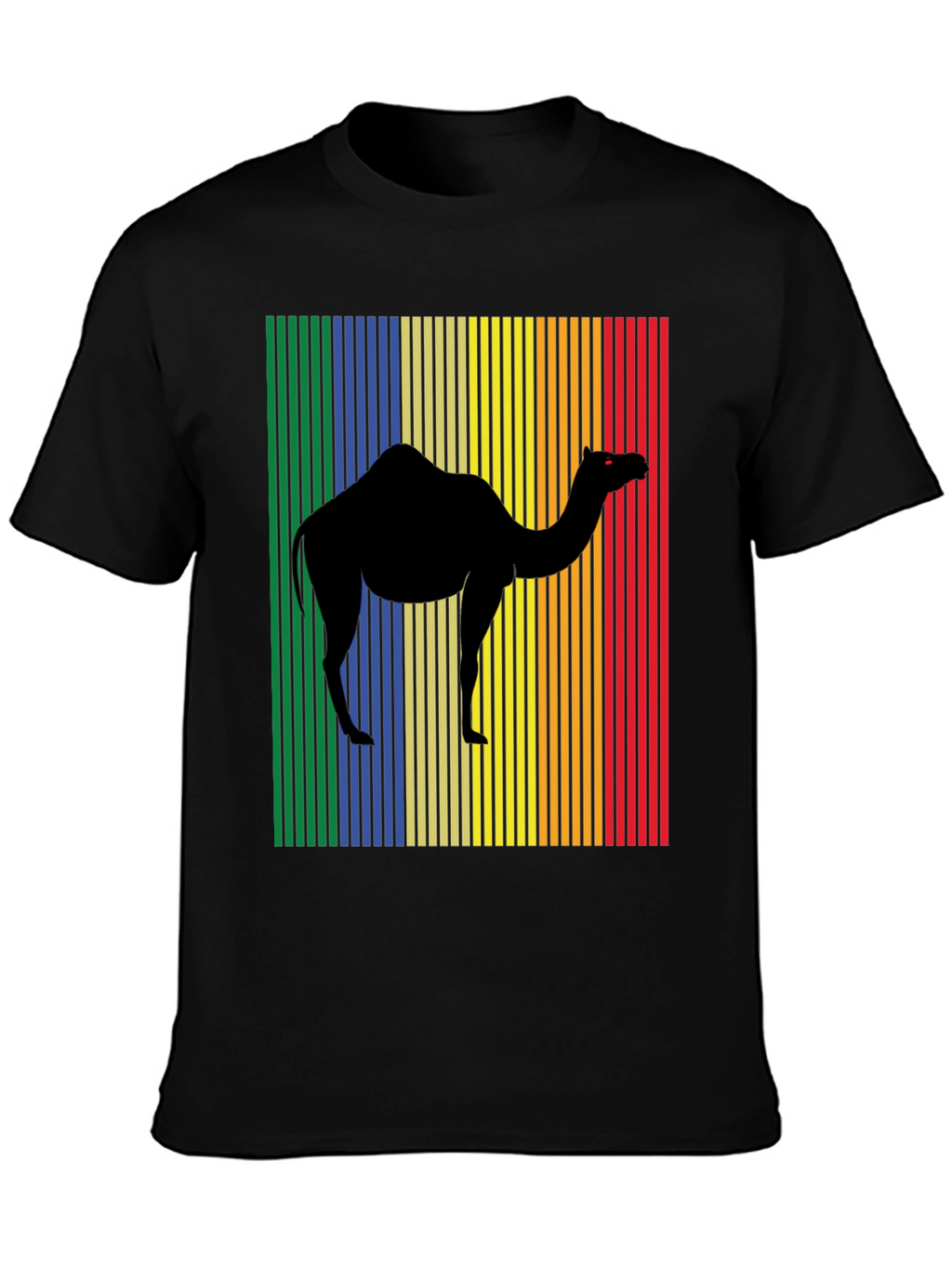 Retro Camel Graphic T-Shirt - Black Cotton Tee
