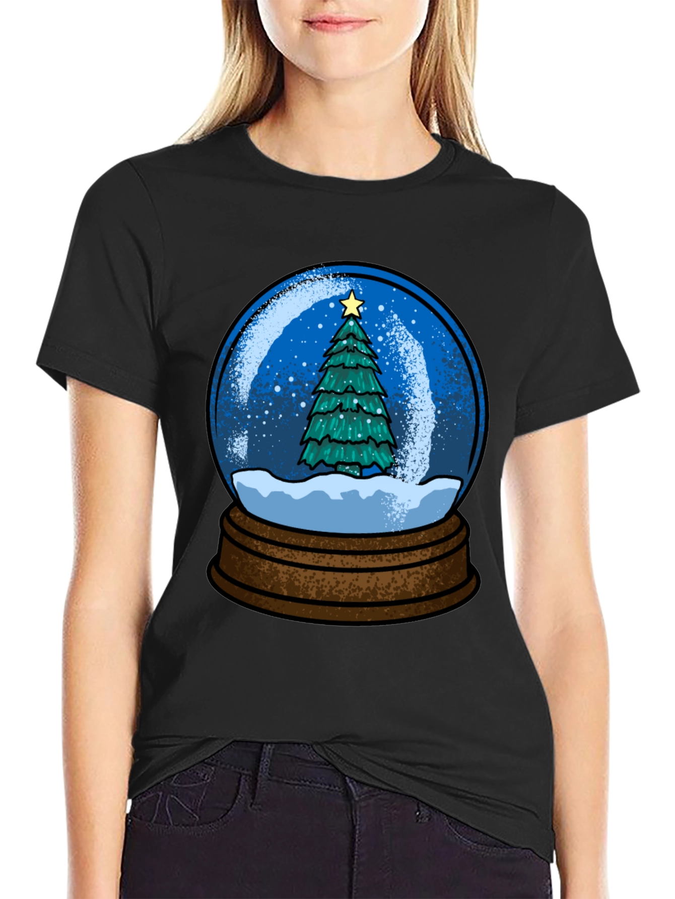 Christmas Snow Globe Tree Graphic T-Shirt