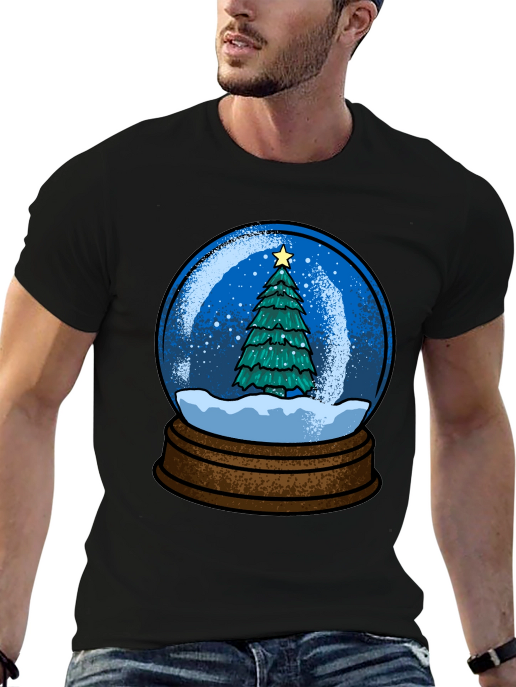 Christmas Snow Globe Tree Graphic T-Shirt