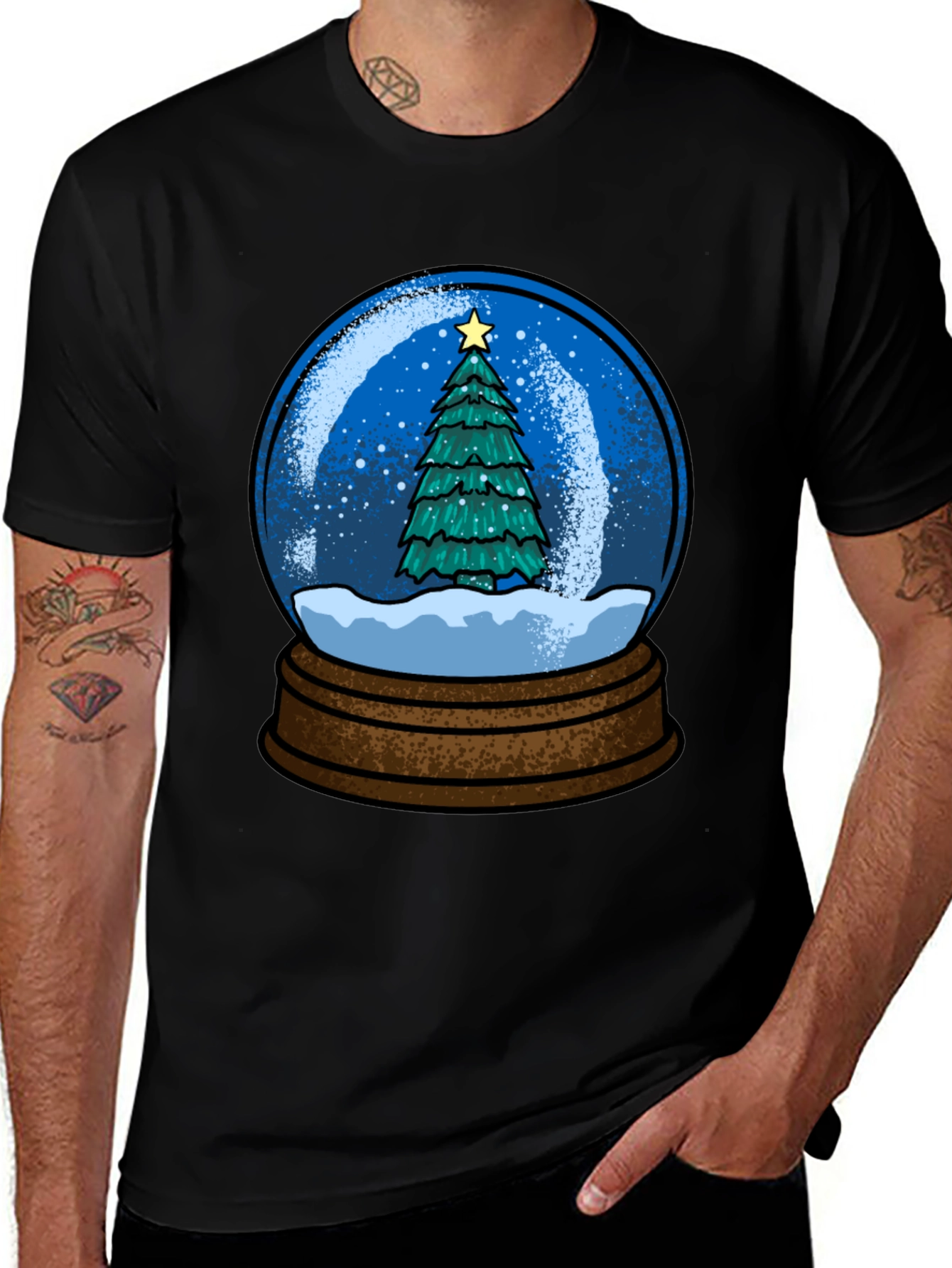 Christmas Snow Globe Tree Graphic T-Shirt