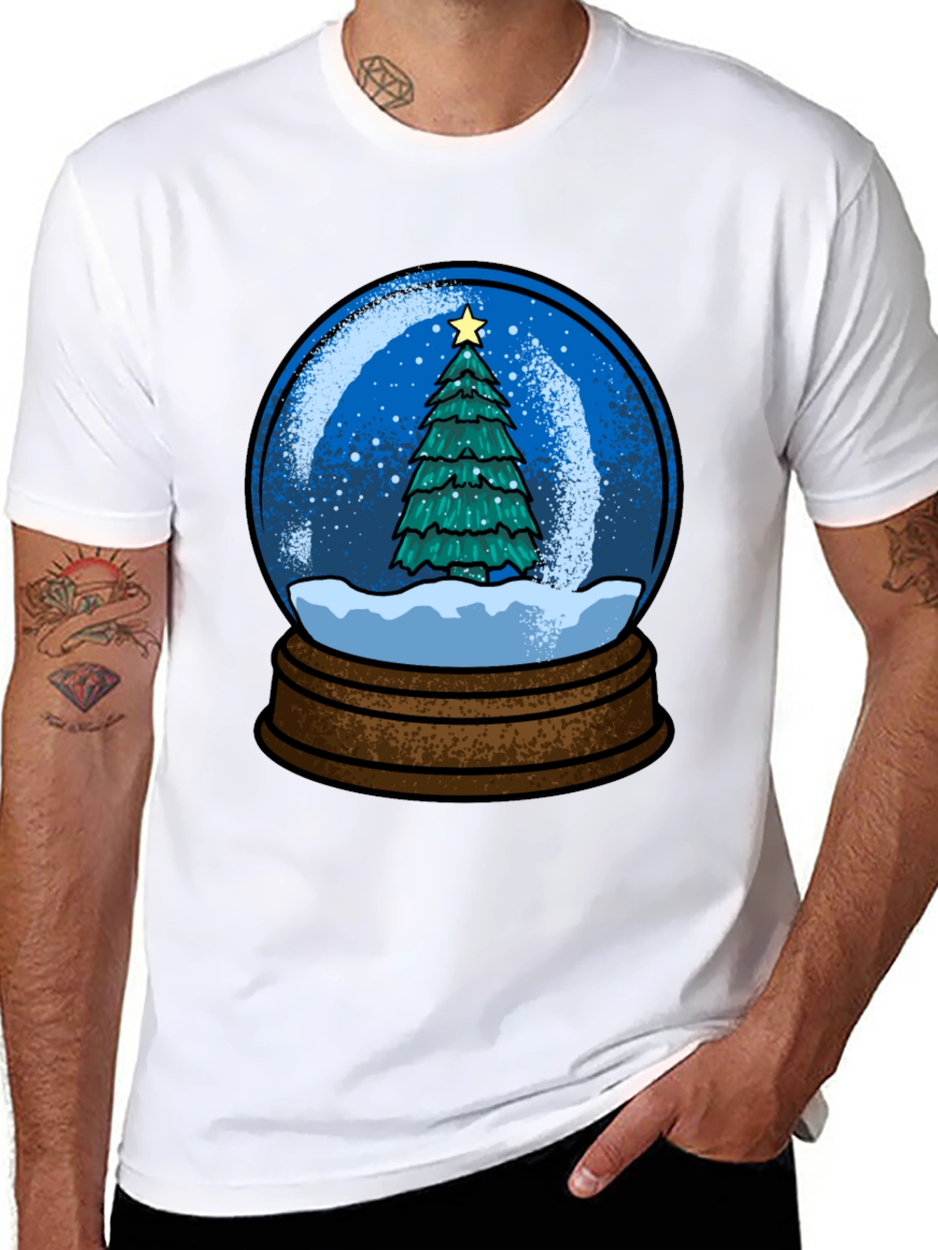 Christmas Snow Globe Tree Graphic T-Shirt