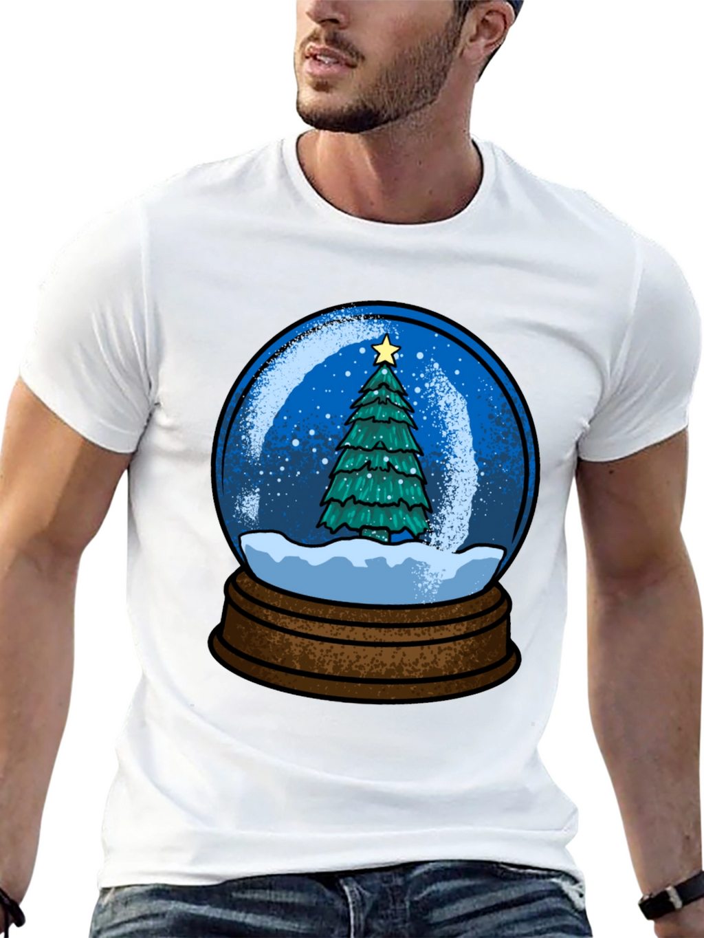 Christmas Snow Globe Tree Graphic T-Shirt
