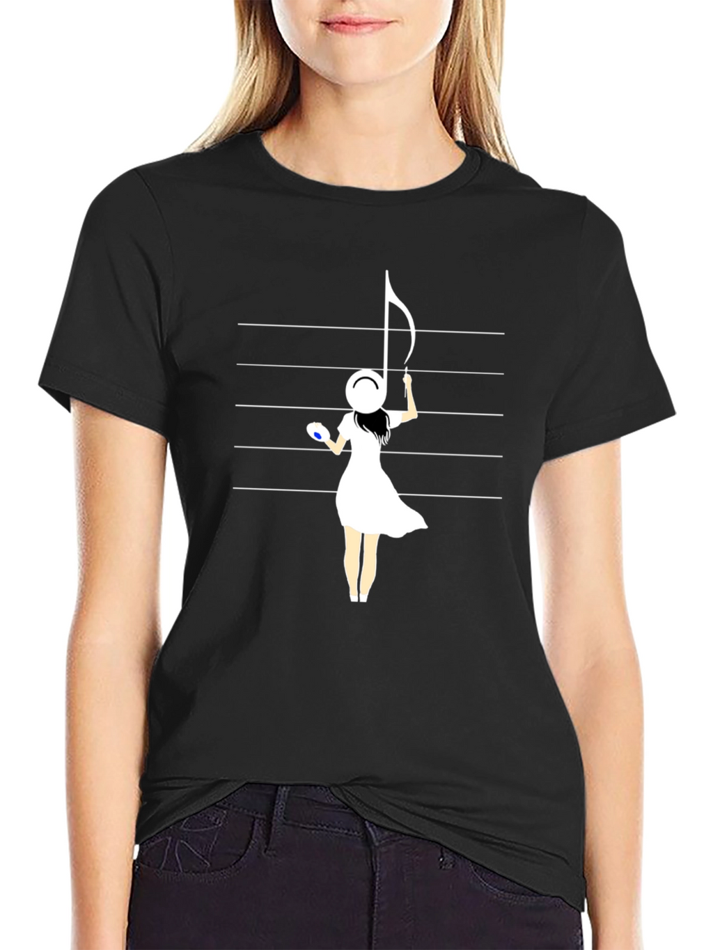 Musical Maiden Graphic Tee - Black Cotton Blend