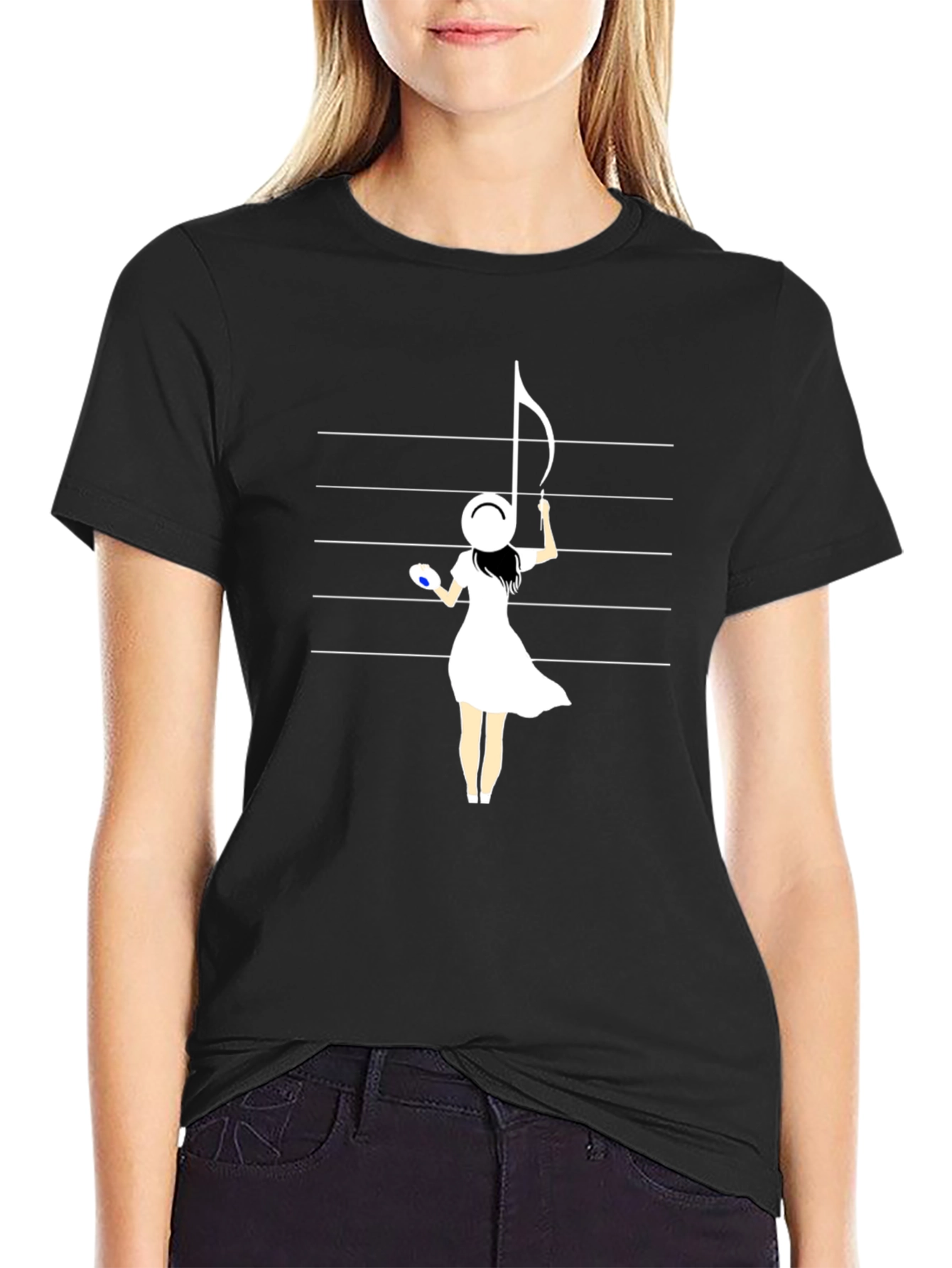 Musical Maiden Graphic Tee - Black Cotton Blend