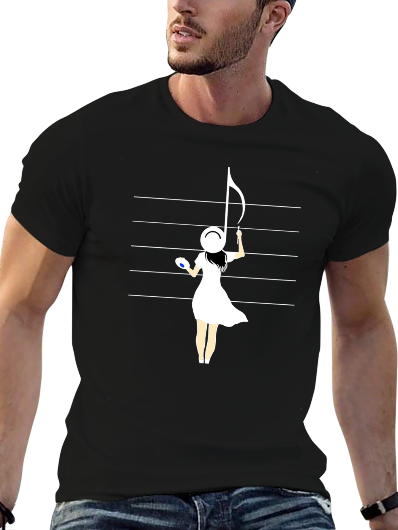 Musical Maiden Graphic Tee - Black Cotton Blend