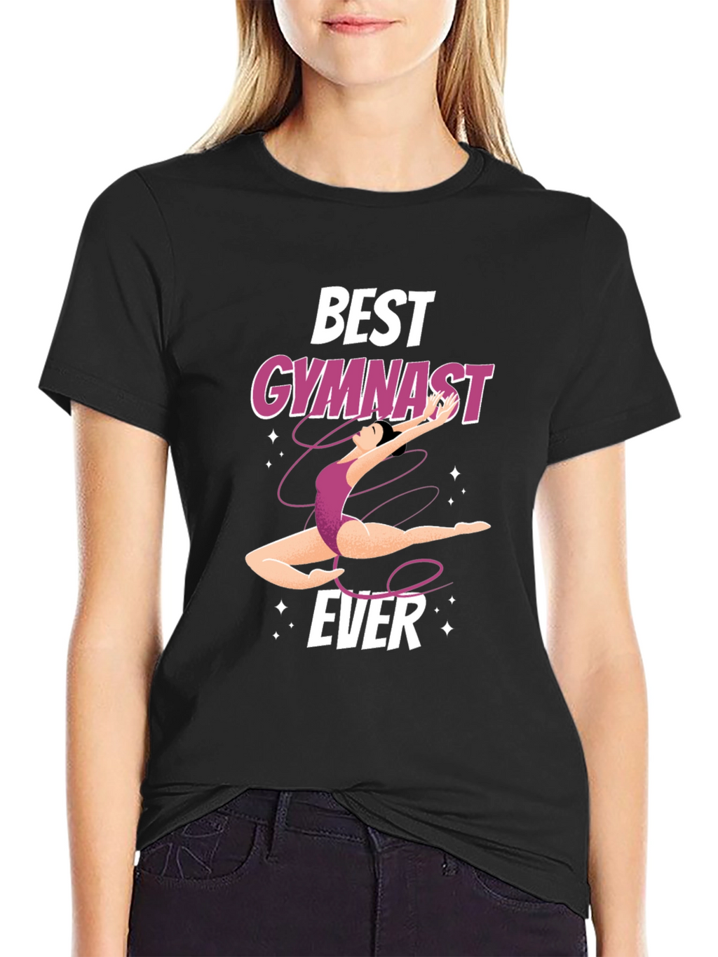 Best Gymnast Ever Black Graphic Tee Shirt