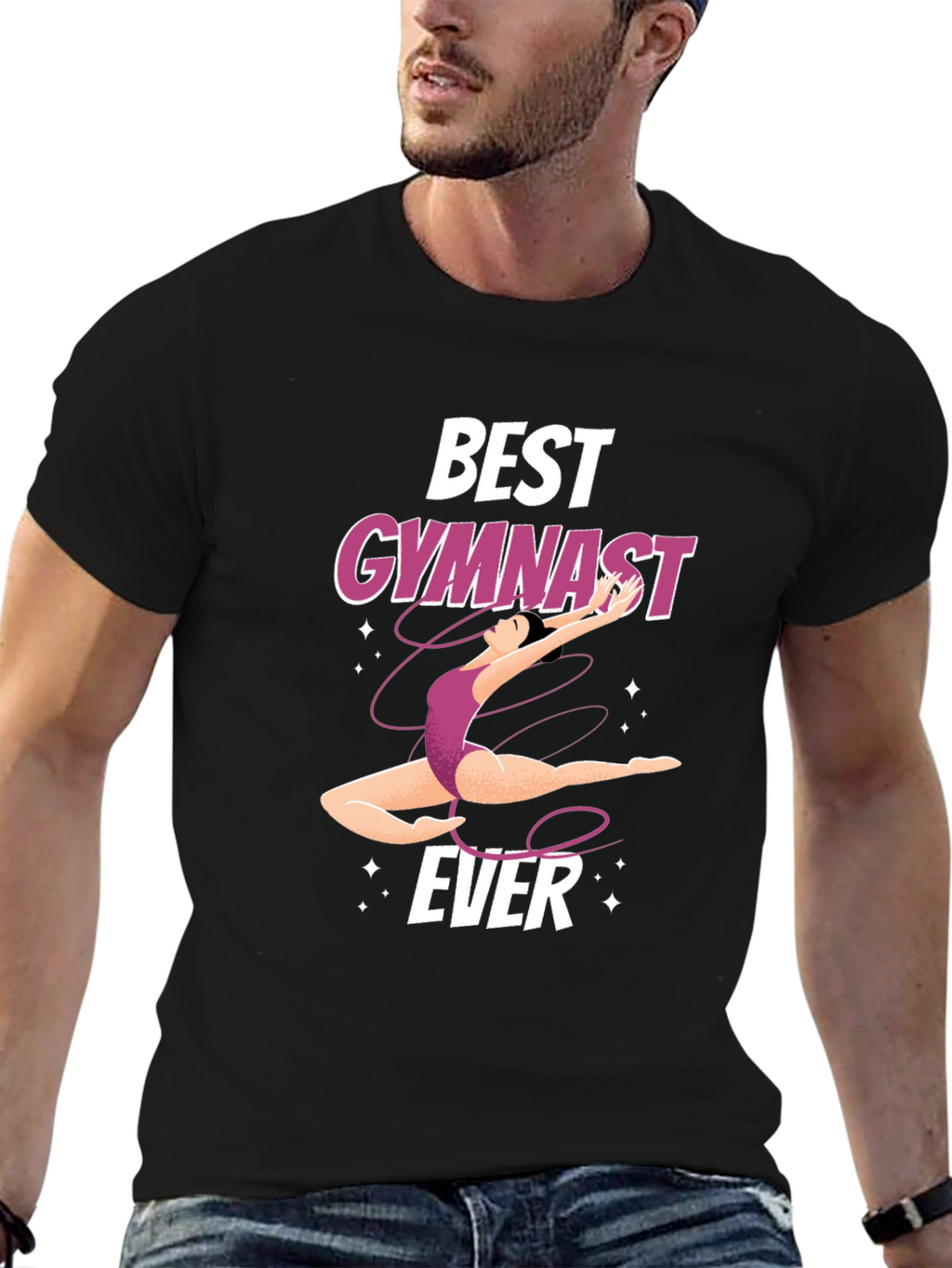 Best Gymnast Ever Black Graphic Tee Shirt