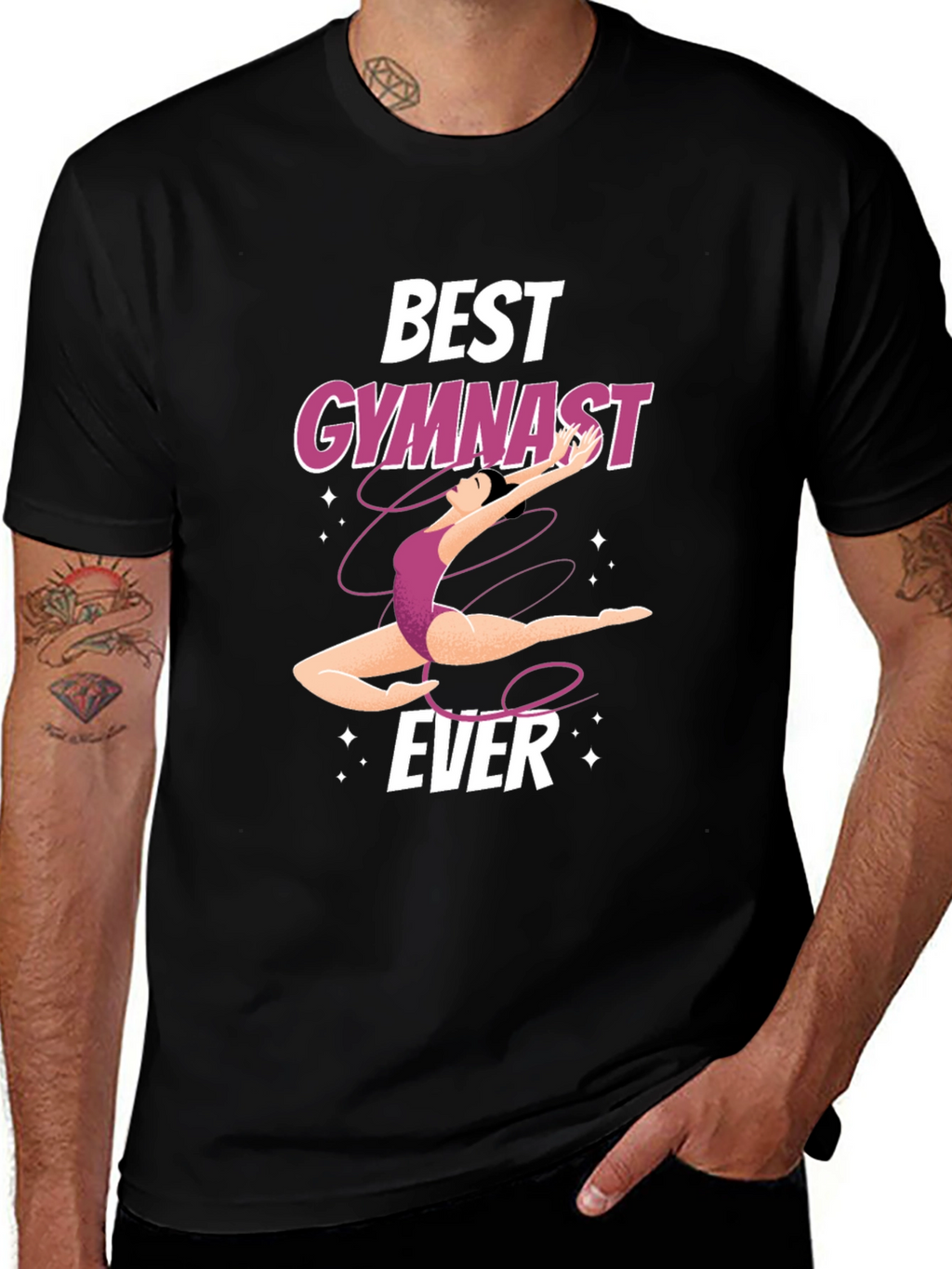 Best Gymnast Ever Black Graphic Tee Shirt