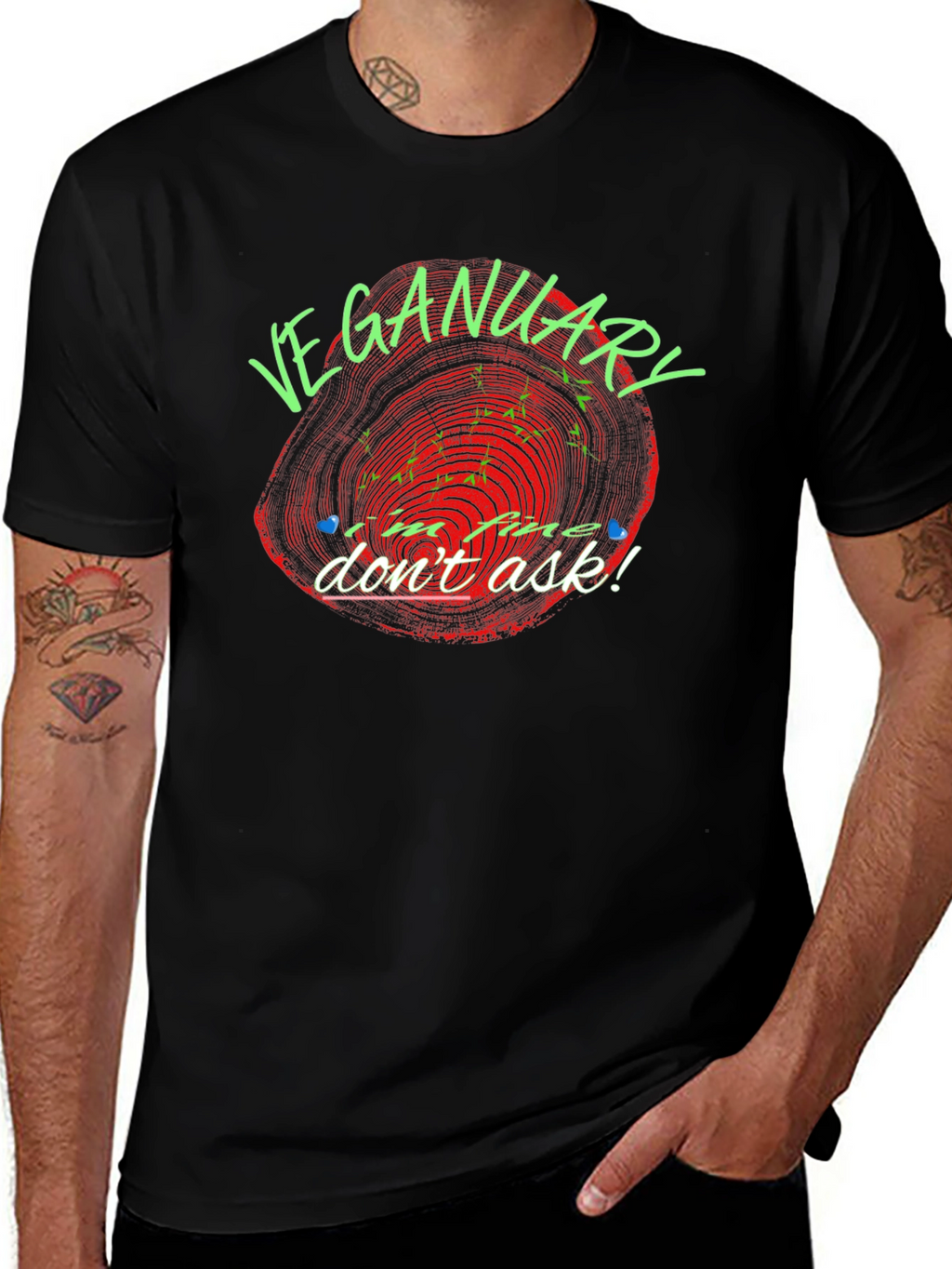 Veganuary T-Shirt - Im Fine Dont Ask