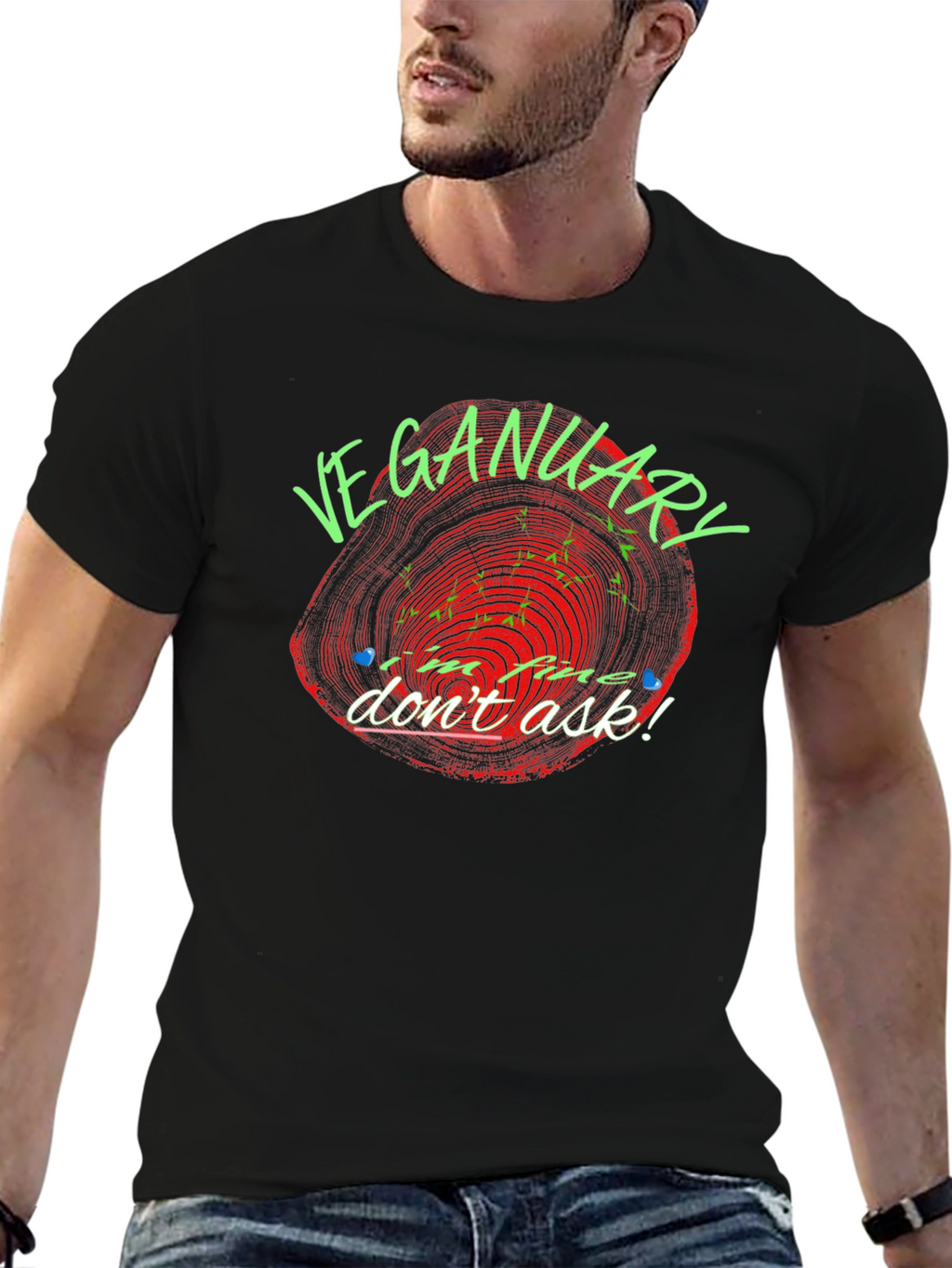Veganuary T-Shirt - Im Fine Dont Ask