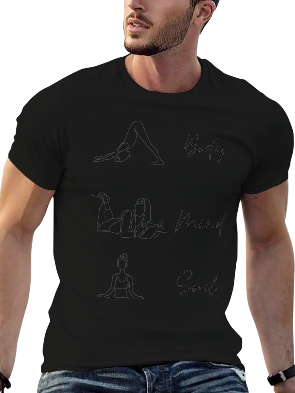 Body Mind Soul Yoga Graphic Tee - Black