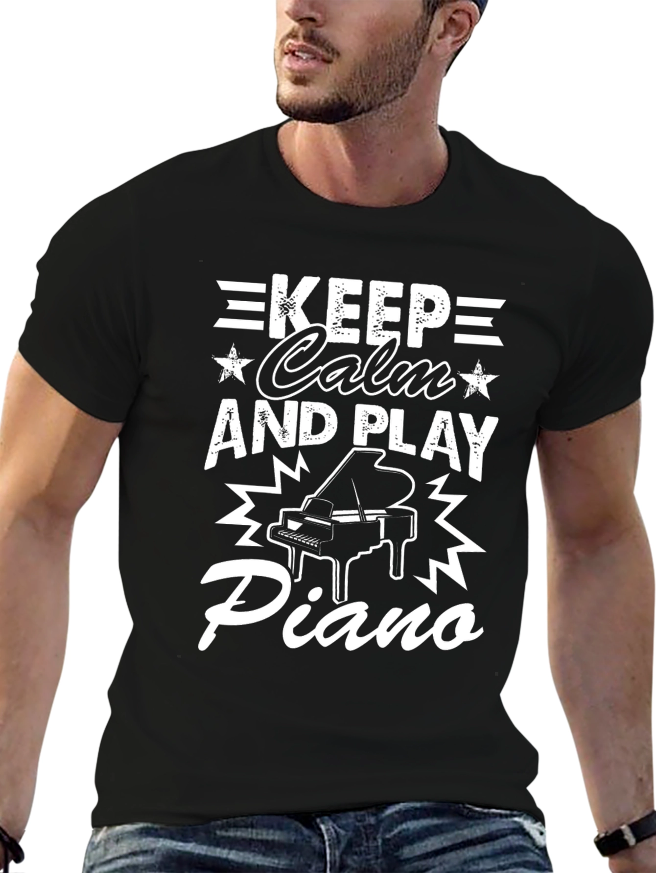 Keep Calm and Play Piano Graphic Tee - Musician T-Shirt