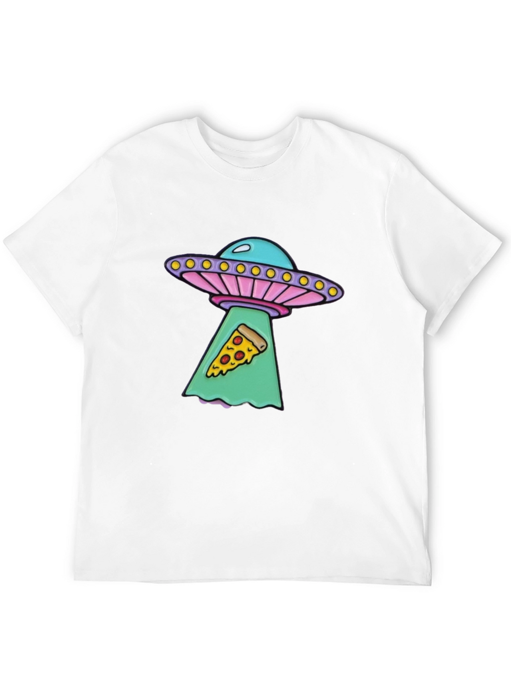 UFO Abduction Pizza Slice Graphic Tee - Black