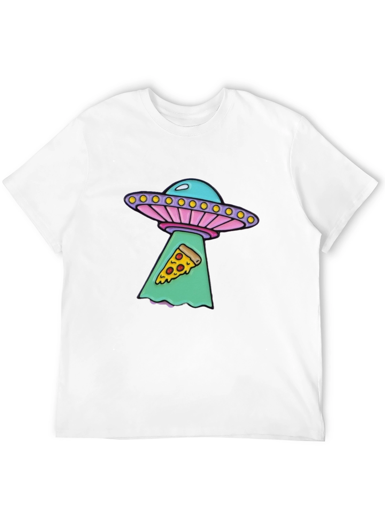 UFO Abduction Pizza Slice Graphic Tee - Black