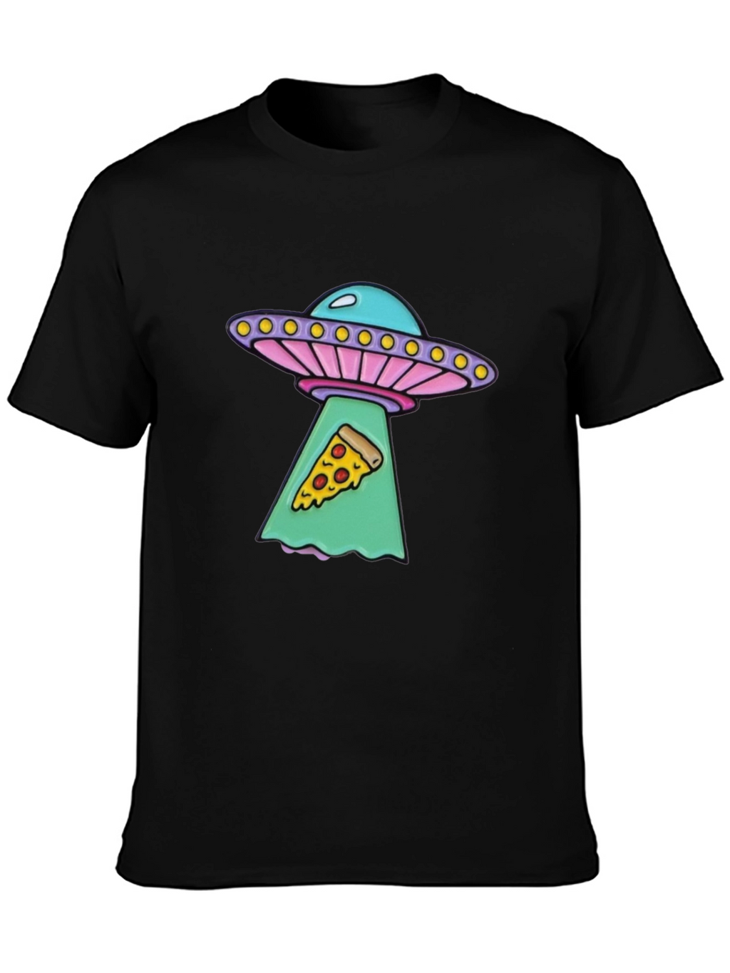 UFO Abduction Pizza Slice Graphic Tee - Black