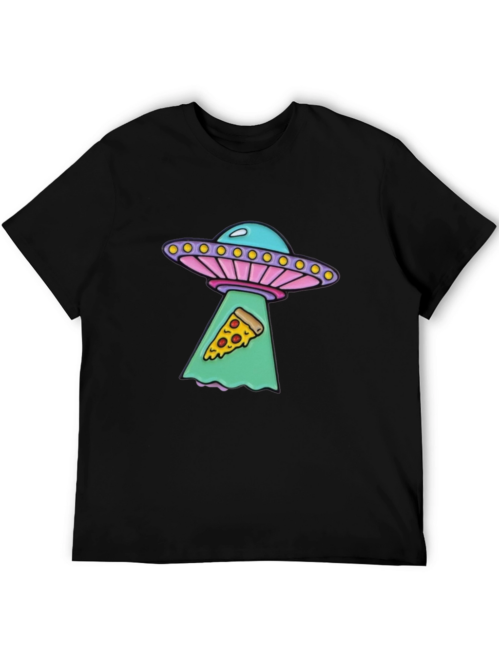 UFO Abduction Pizza Slice Graphic Tee - Black