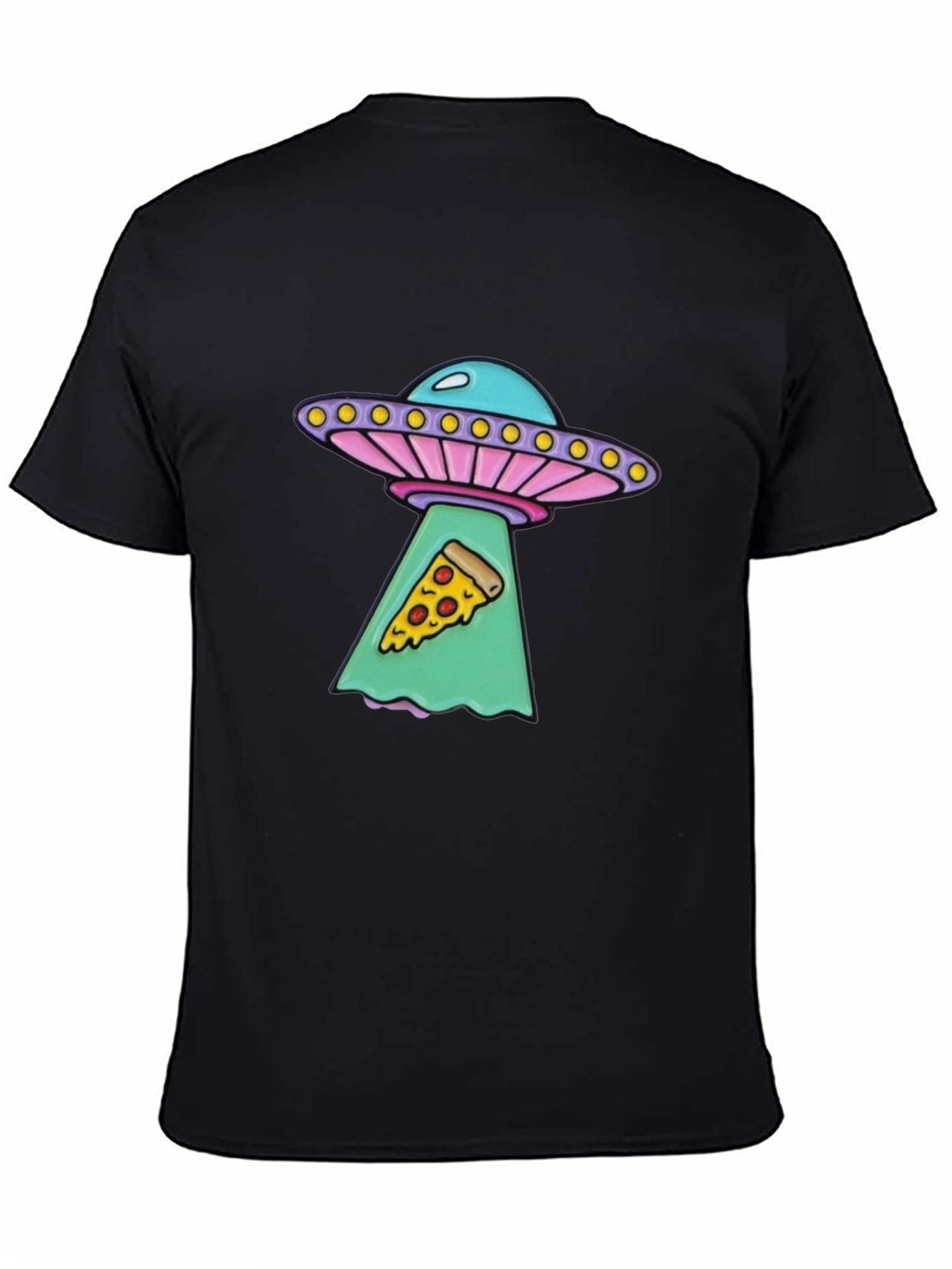 UFO Abduction Pizza Slice Graphic Tee - Black