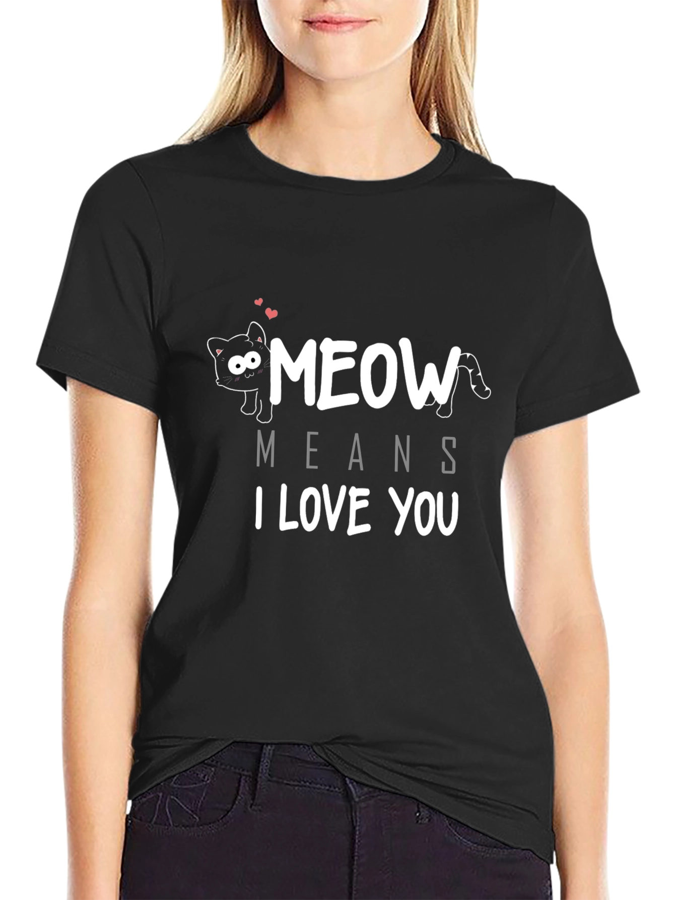 Meow Means I Love You Black T-Shirt