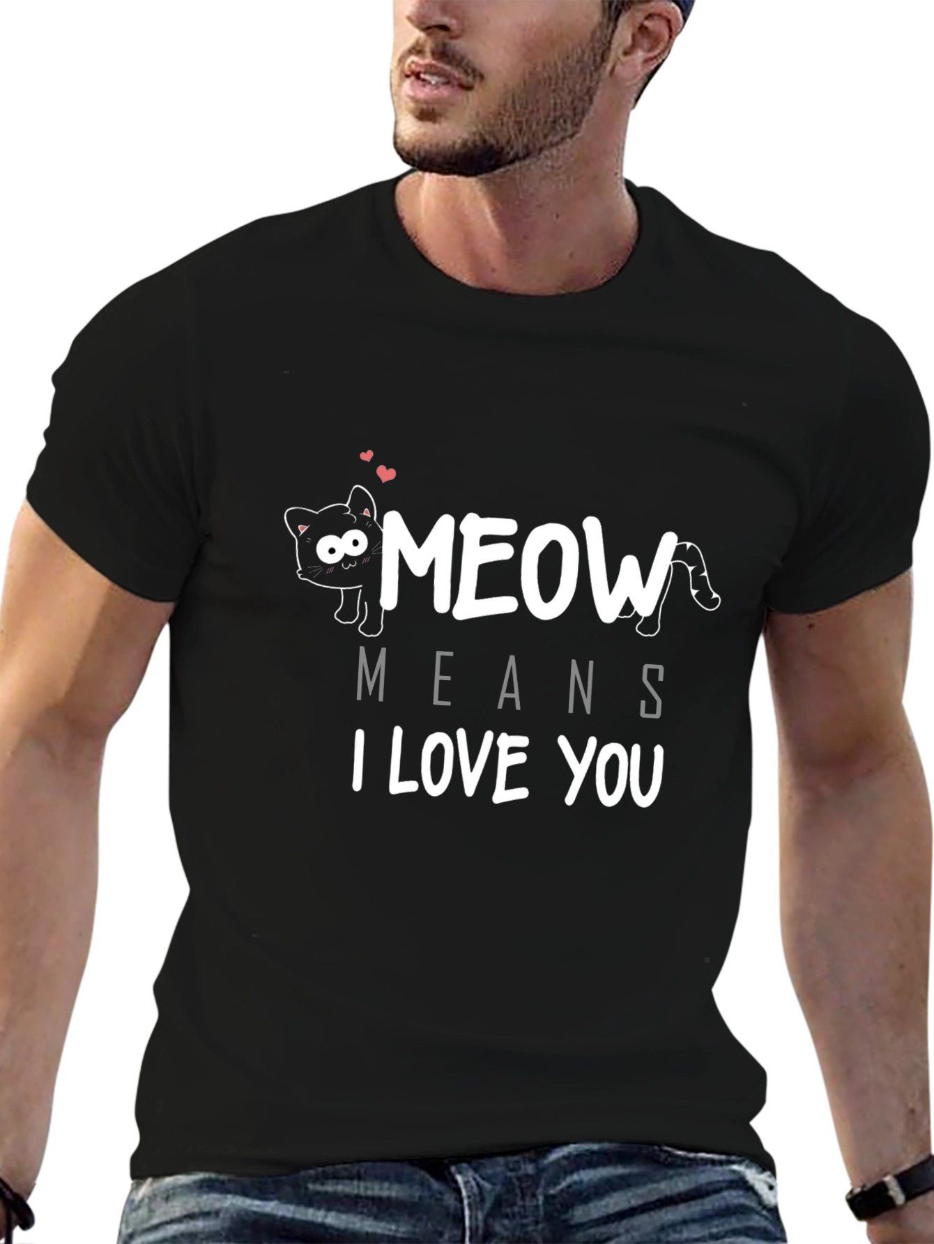 Meow Means I Love You Black T-Shirt